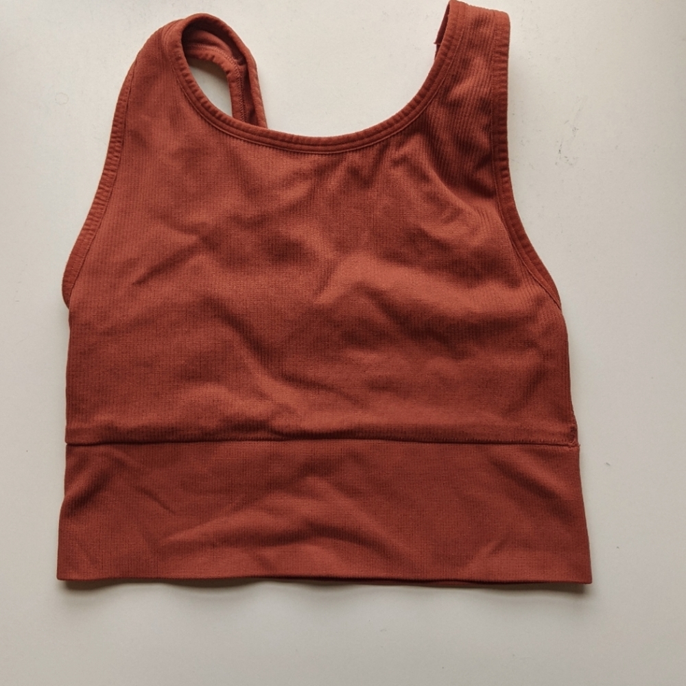 Ribbed Knit longline crop sports bra